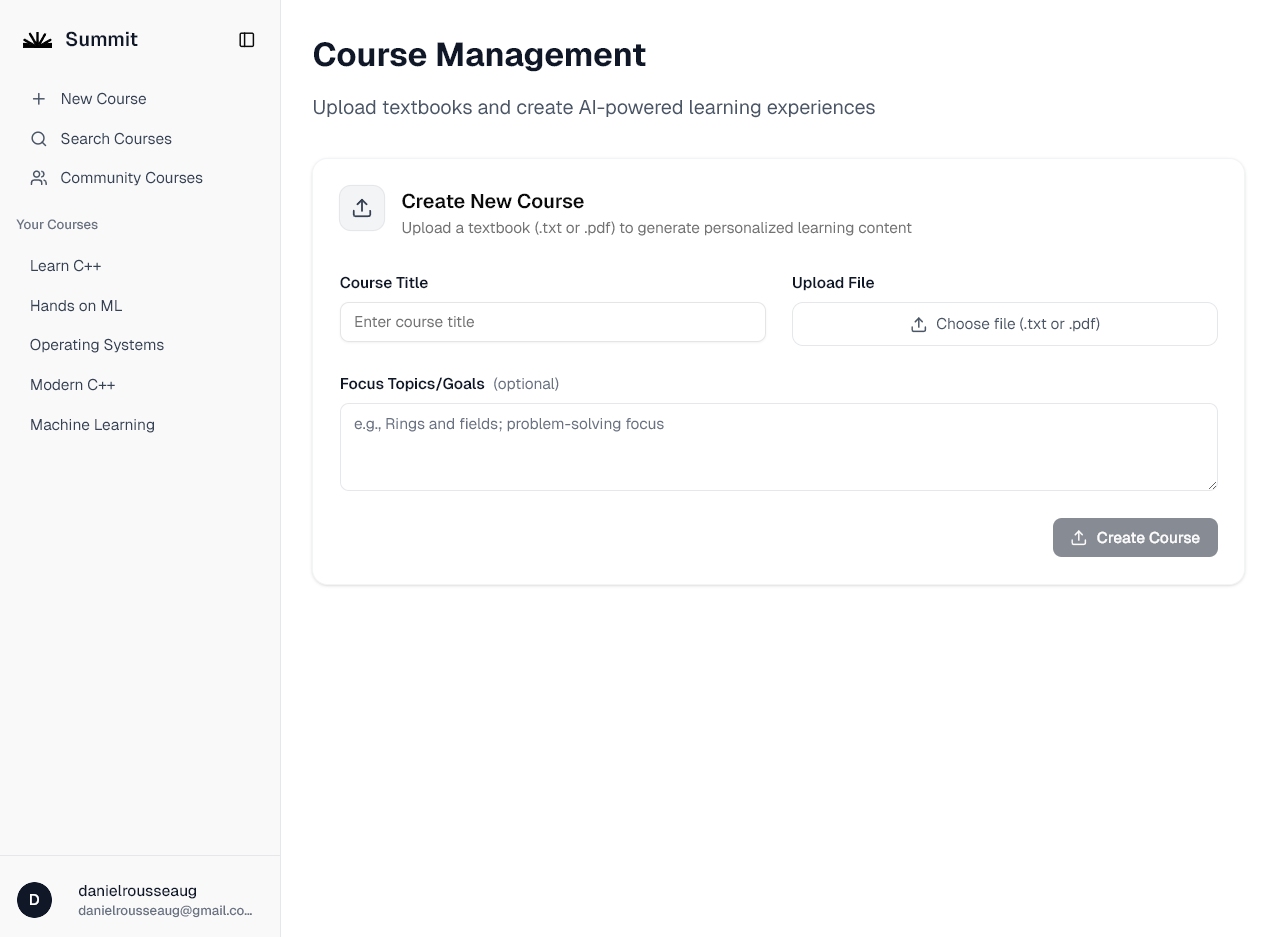 Summit Course Creation